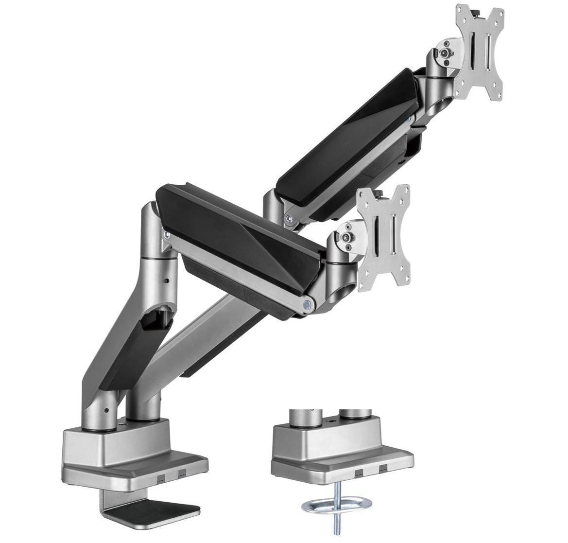 mbeat® activiva Heavy Duty Dual Monitor Screen Gas Spring Monitor Arm Support:For monitors 17”-35’’, each up to15kg.  Integrated 180° Rotation