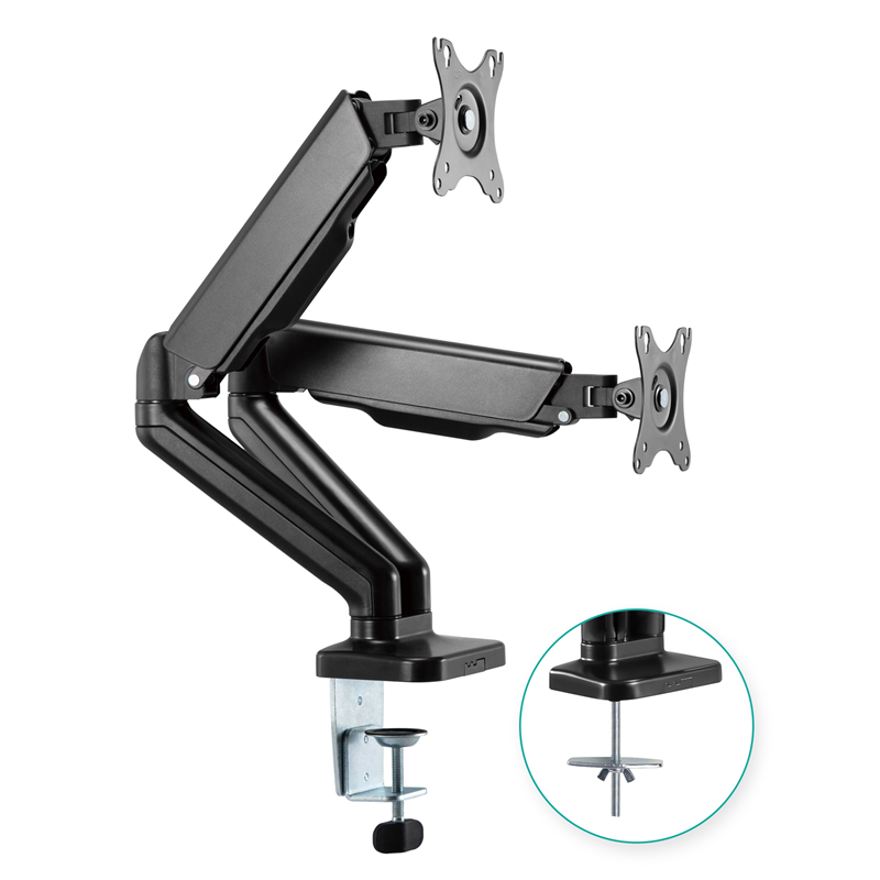 mbeat® activiva ErgoLife Dual Monitor Screen Steel Gas Spring Monitor Arm Built-in Spring Tension Cable Management Net Weight	4kg