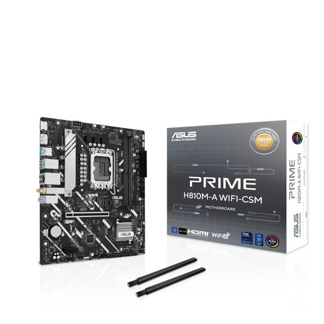 ASUS ASUS PRIME H810M-A WIFI-CSM Micro-ATX Motherboard Up to 128GB DDR5 (2x Slots), 1 x PCIe 4.0 x16, 2 x M.2, 4 x SATA, WiFi