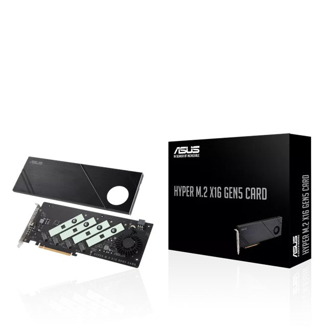 ASUS ASUS HYPER M.2 X16 GEN5 CARD (PCIe 5.0/4.0) Supports up to four NVMe M.2 (2242/2260/2280/22110) devices at up to 512 Gbp
