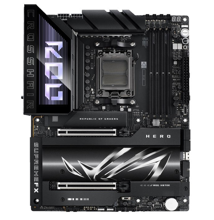 ASUS AMD ROG CROSSHAIR X870E HERO (AM5) ATX Motherboard, DDR5 256GB, 2x PCIe 5.0 x16, 5x M.2, 4x SATA, 5GbE + 2.5GbE LAN, Wi-Fi 7, USB4