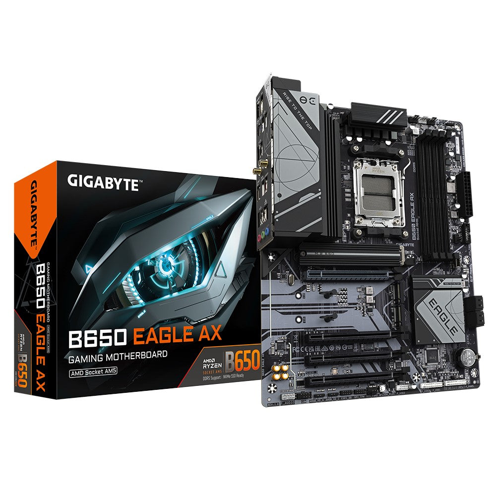 Gigabyte Gigabyte B650 EAGLE AX, AM5, 4 x DDR5 up to 256 GB,  1 x HDMI port, 4x PCI Express x16, 3x  M.2. 4x USB 3.2