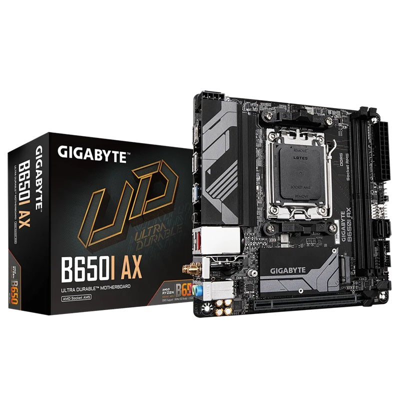 Gigabyte Gigabyte B650I AX Motherboard 2x DDR5~96GB,1x PCIe x16, 1x M.2, 2x SATA 6, 3x USB 3.2, 1x USB-C, 4x USB 2.0