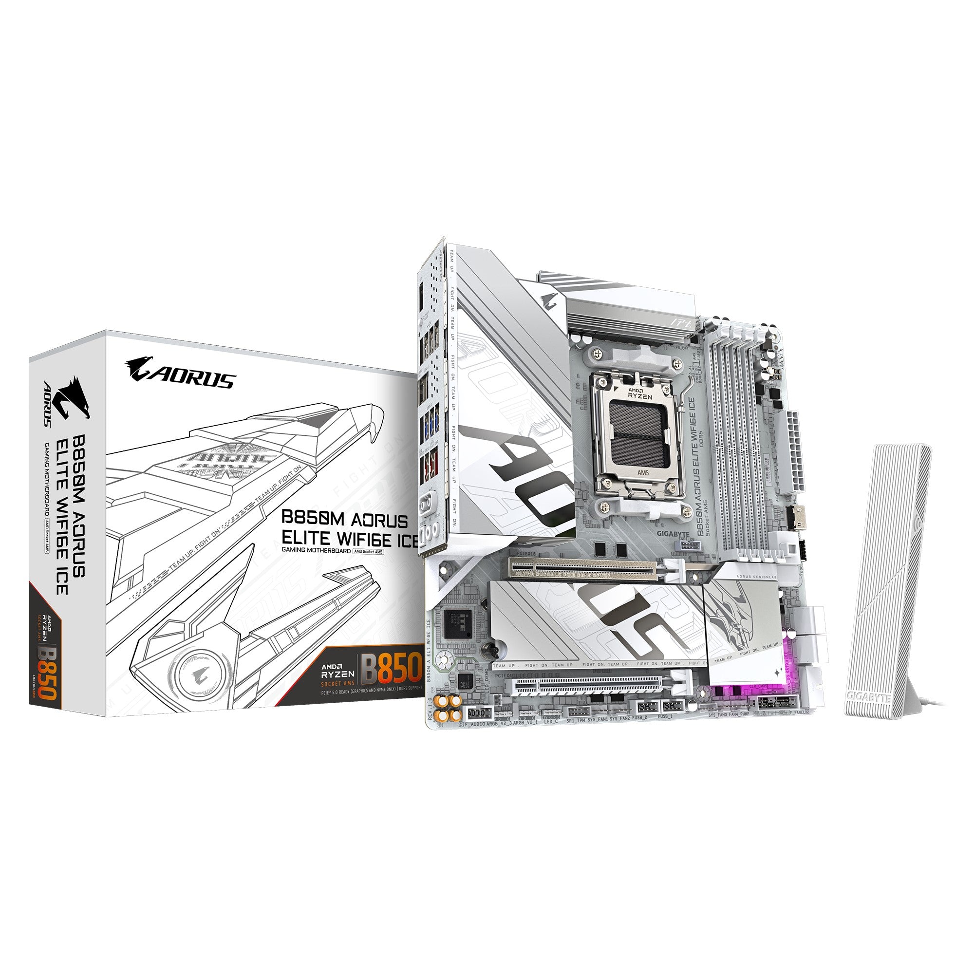 Gigabyte (LS) Gigabyte B850M A ELT WF6E ICE, AMD AM5, 4 x DDR5 up to 256 GB, 1 x HDMI, 1 x PCI Express x16, 2 x M.2, 4 x SATA