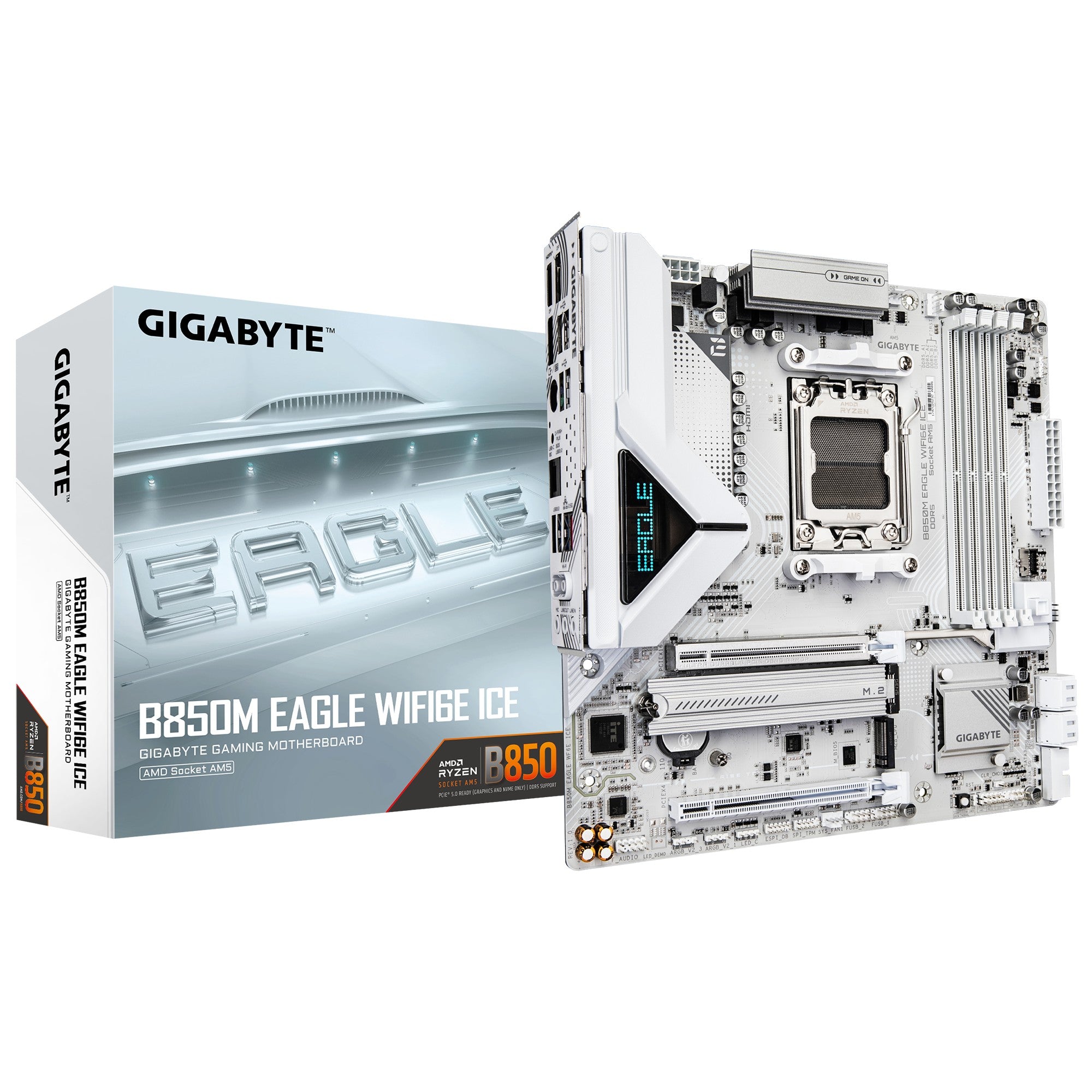 Gigabyte Gigabyte B850M EAGLE WF6E ICE, AMD AM5, 4 x DDR5 up to 256 GB,  1 x HDMI, 1 x PCI Express x16, 2 x M.2, 4 x SATA, 1x