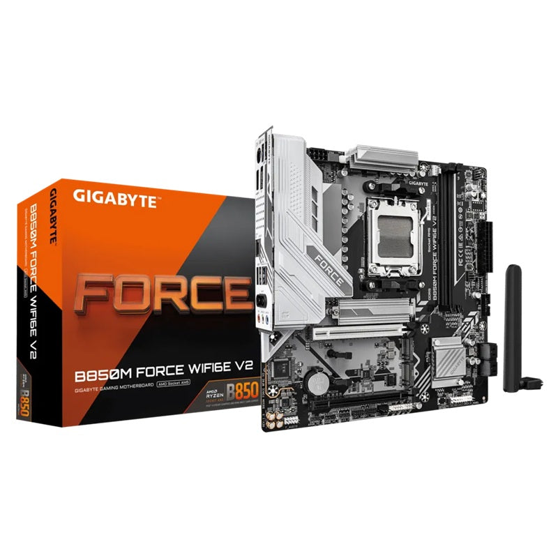 Gigabyte Gigabyte B850M FORCE  WIFI6E V2, AMD AM5, 2 x DDR5 up to 128 GB, 1 x HDMI, 2 x PCI Express x16, 3 x M.2, 5x USB 3.2,