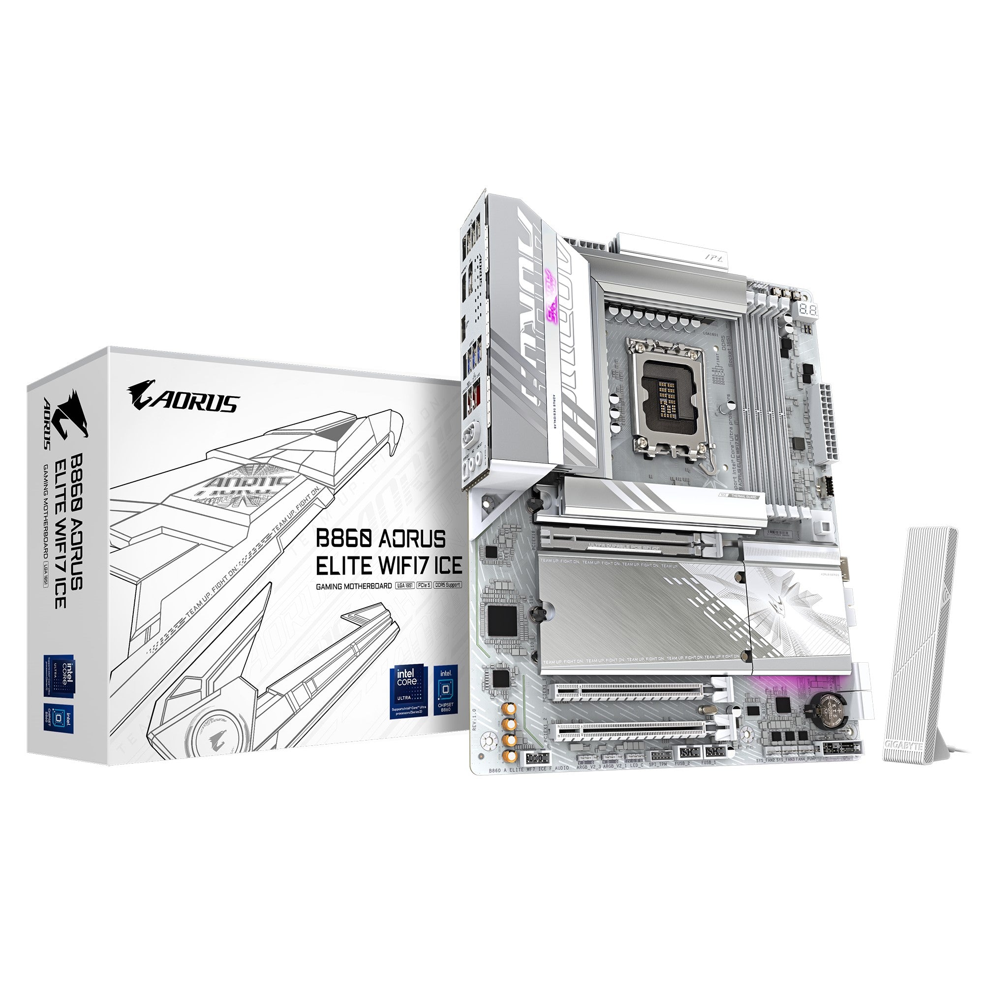 Gigabyte (LS) Gigabyte M/B B860 A ELITE WF7 ICE 1.0, Intel ® B860, 4 x DDR5 up to 256 GB, 2x HDMI, 3 x PCI Express x16, 3 x M