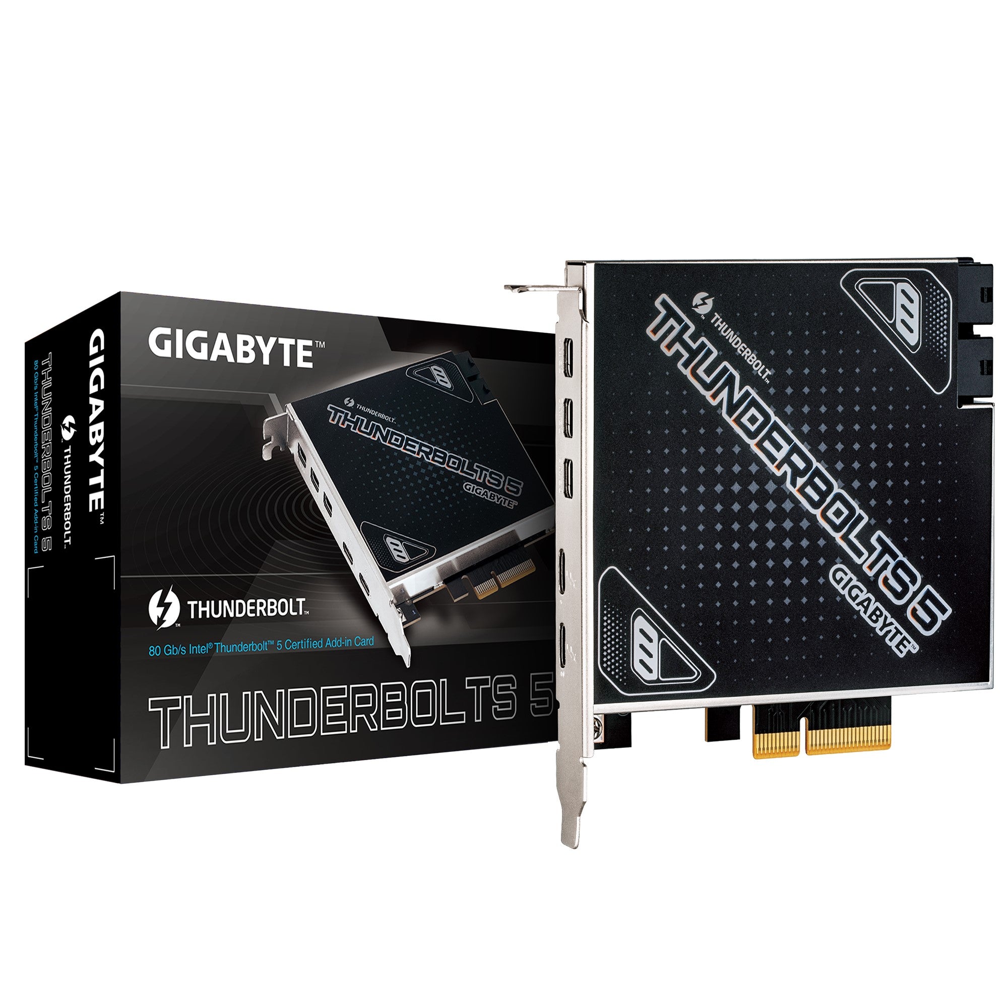 Gigabyte (LS) Gigabyte CARD THUNDERBOLTS 5 1.0 add-in card, Intel® JHL9580 Thunderbolt™ 5 controller, Dual Thunderbolt™ 5 Por