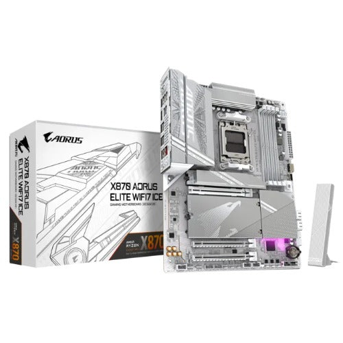 Gigabyte (LS) Gigabyte X870 AORUS ELITE WF7 ICE AMD AM5 ATX Motherboard 4x DDR5~256GB,3x PCIe x16, 4x M.2, 4x SATA 6, 4x USB 