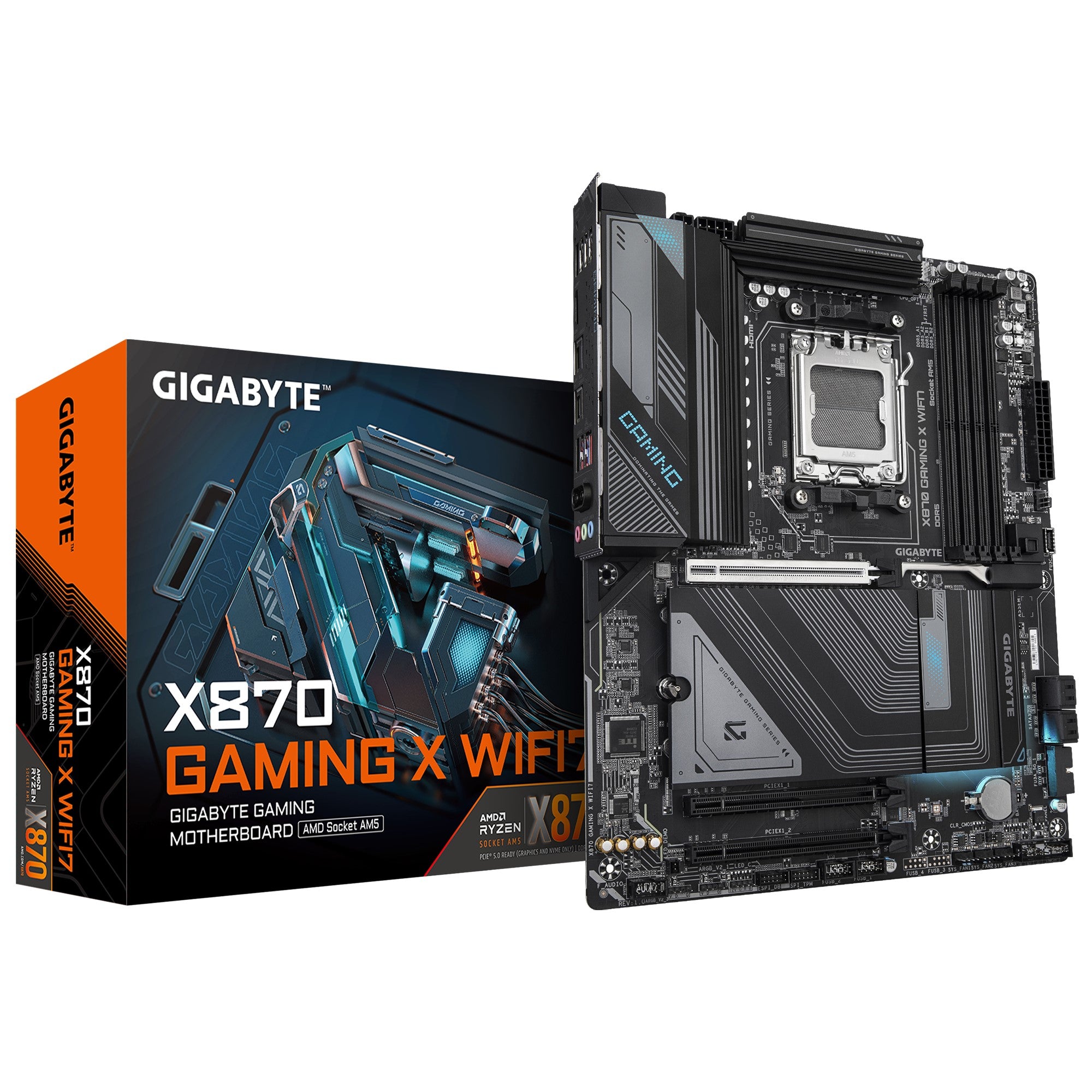 Gigabyte Gigabyte X870 GAMING X WIFI7 AMD AM5 ATX Motherboard 4x DDR5~256GB,3x PCIe x16, 3x M.2, 4x SATA 6,4x USB 3.2, 4x USB