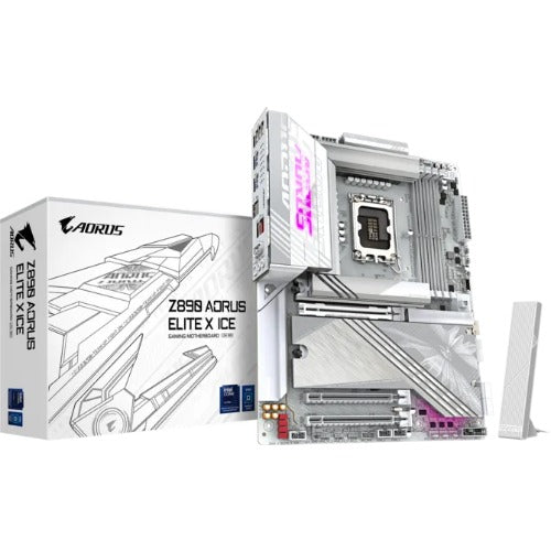 Gigabyte Z890 AORUS ELITE X ICE MB Intel LGA 1851 ATX Motherboard, 4x DDR5 ~256GB, 3x PCI-E x16, 4x M.2, 4x SATA,  5x USB 3.2, 1x USB-C, 4x USB 2.0
