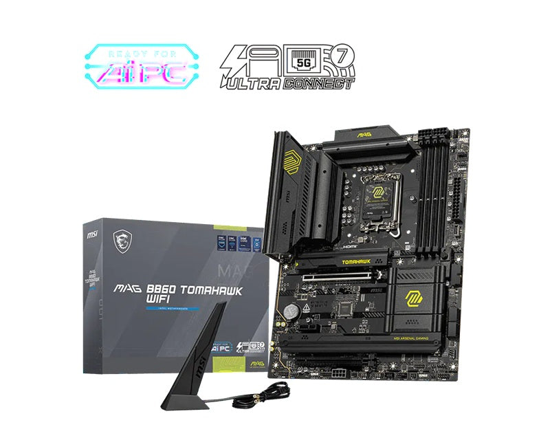 MSI MAG B860 TOMAHAWK WIFI, INTEL B860, 4x DDR5 256GB, 1x HDMI, 2x PCI-E x16 slot, 1x PCI-E x1, 3x M.2, 4x SATA 6G, 8x USB 2.0. Intel® Killer™ BE1750