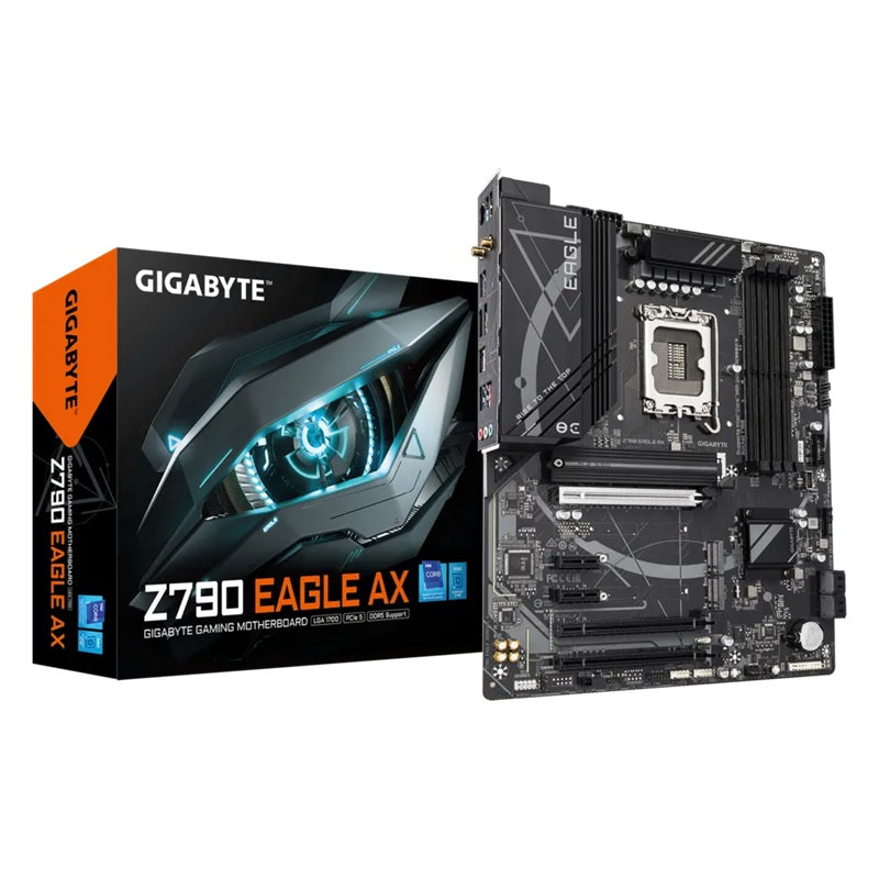 Gigabyte Gigabyte Z790 EAGLE AX Intel LGA 1700 ATX Motherboard, 4x DDR5 ~192GB, 3x PCI-E x16, 3x M.2, 4x SATA,  5x USB 3.2, 1