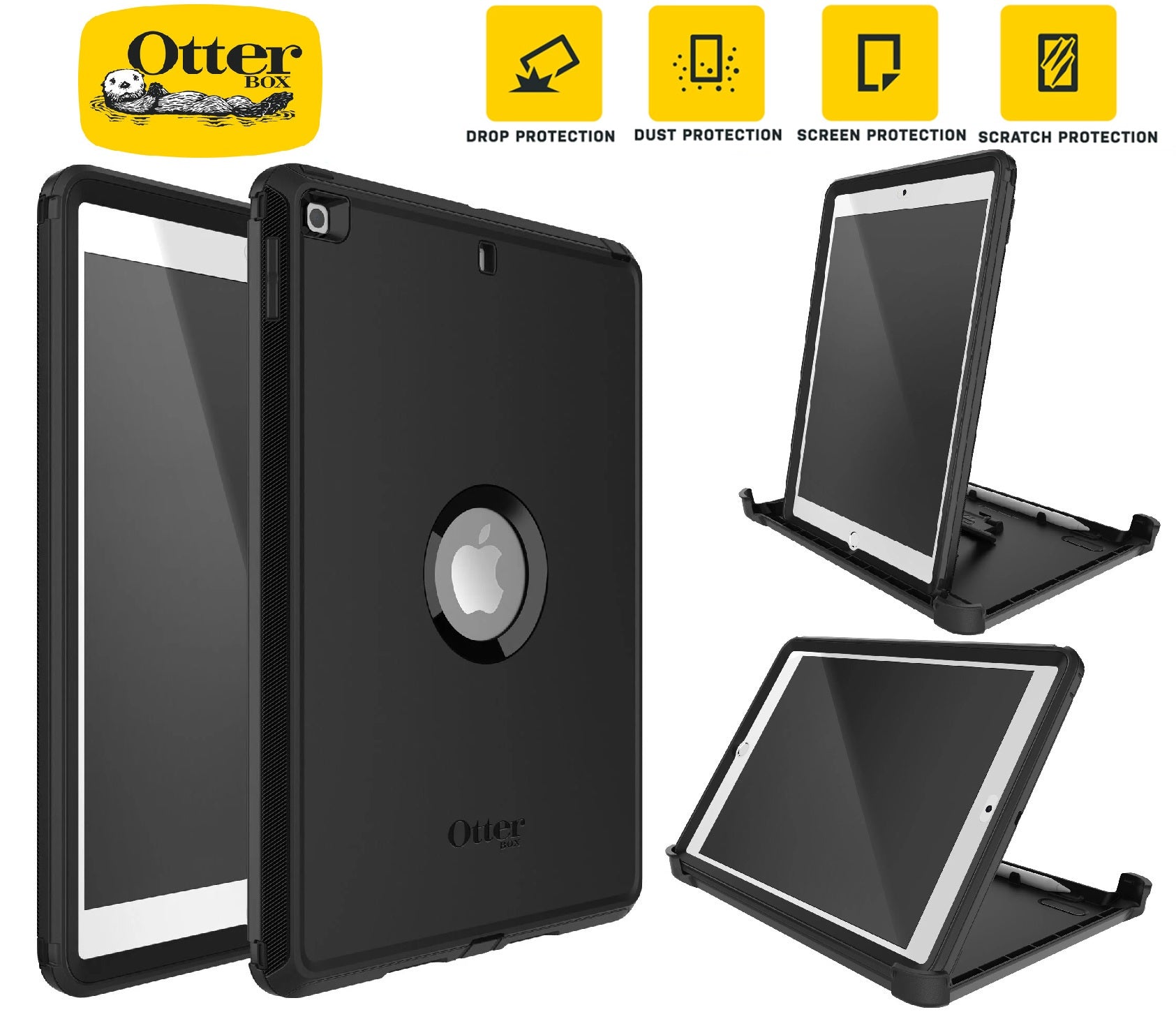 OtterBox Defender Apple iPad (10.2") (9th/8th/7th Gen) Case Black - (77-62032), DROP+ 2X Military Standard,Built-in Screen Protection,2 Years Warranty