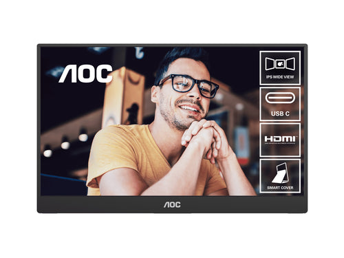 AOC AOC 15.6inch FHD IPS 1920x1080 16:9, 800:1 Contrast 230 Nits 2x USB-C 1x Mini HDMI 2.0 1Wx2 Speakers Foldable Smart Cover