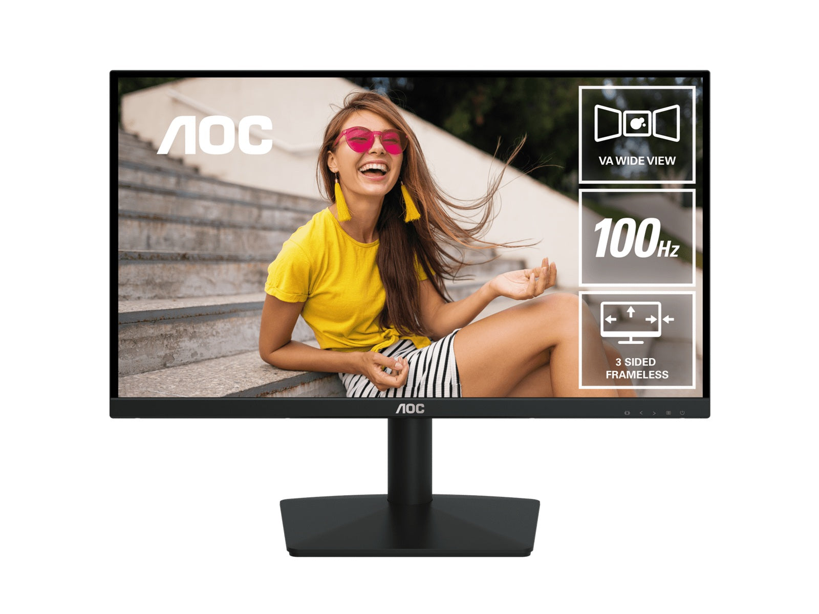 AOC AOC 21.45"100Hz 1920 × 1080 (FHD) VGA × 1 HDMI 1.4 × 1 AdaptiveSync 3-Sided Frameless Low Blue Mode, Office, POS, Busines