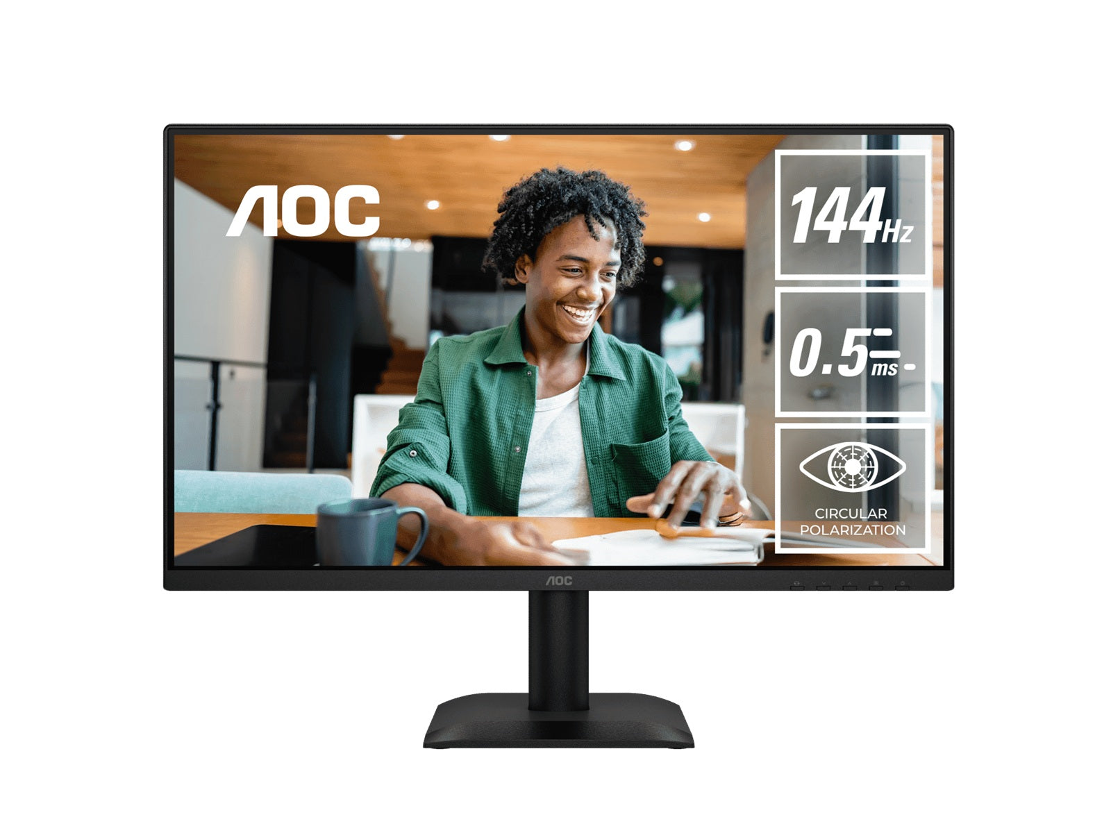 AOC AOC 23.8" IPS, 1920×1080@144Hz, 4ms GtG, 300 cd/m², 1500:1, 178° VA, sRGB 112%, HDMI/DP, tilt -5°~23°, 16.7M colors, 16W 