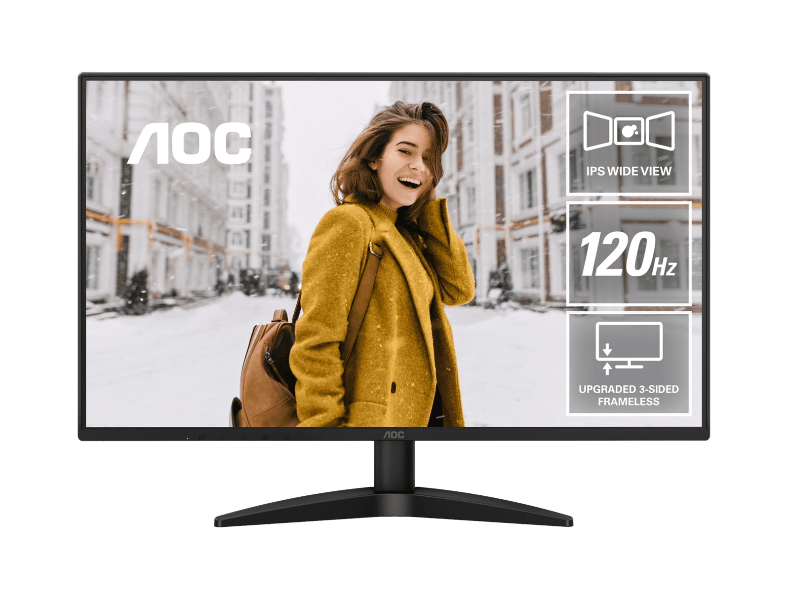 AOC AOC 27" 120Hz IPS 1920 × 1080 (FHD), 300 cd/m2,  VGA × 1, HDMI 1.4 × 1 1ms Adaptive Sync, Office and Home monitor. 2025