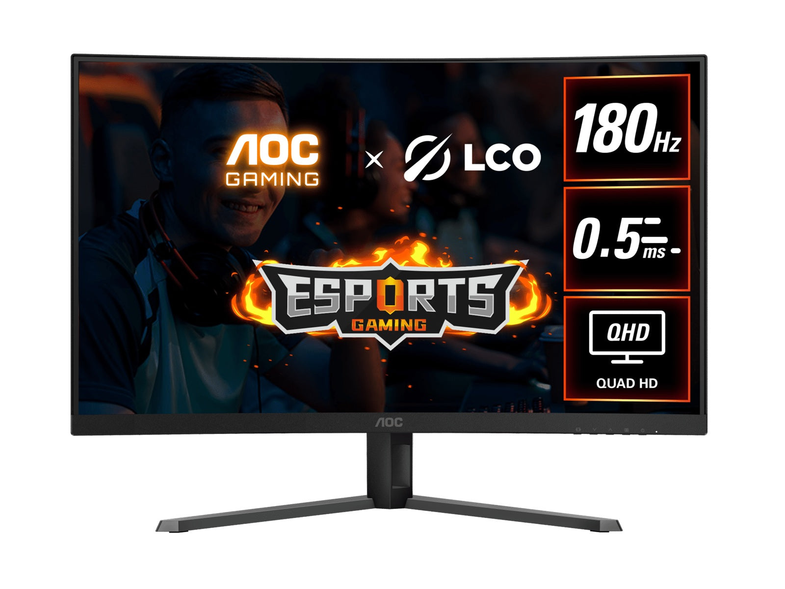 AOC AOC 31.5" QHD Curved Monitor (CQ32G4E) – 180Hz VA, 0.5ms MPRT, 1500R curve, 121% sRGB, DP 1.4, HDMI 2.0, Delta E<2, tilt 
