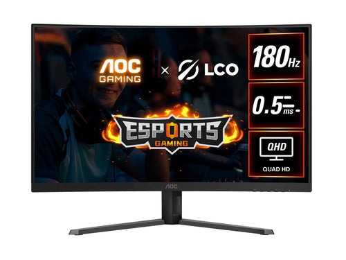 AOC AOC 31.5" QHD Curved Monitor (CQ32G4E) – 180Hz VA, 0.5ms MPRT, 1500R curve, 121% sRGB, DP 1.4, HDMI 2.0, Delta E<2, tilt 