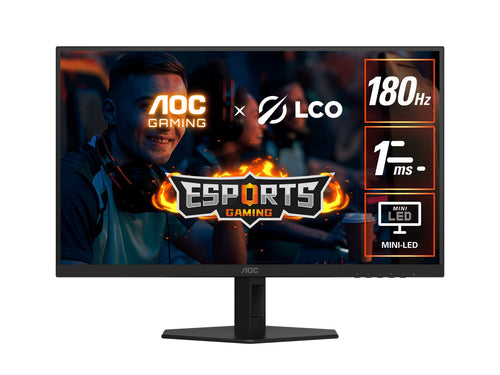 AOC AOC 27" QD-MiniLED Monitor – QHD 180Hz, 1ms, 5000:1 contrast, 1200 nits peak HDR, Quantum Dot VA, 148% sRGB, DP 1.4, HDMI