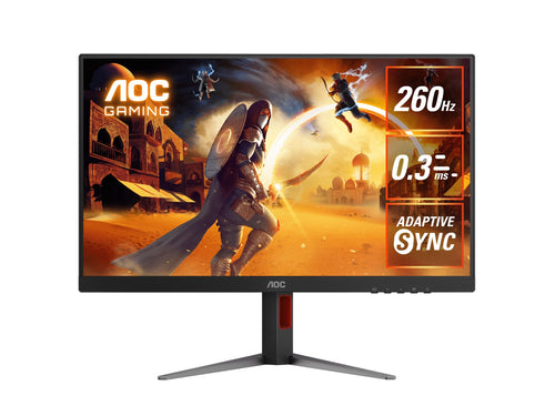 AOC AOC 27" Gaming Monitor – QHD 260Hz (OC), 0.3ms MPRT, IPS panel, 118% sRGB, 1.07B colors, DP 1.4+DSC, HDMI 2.0, Delta E<2,