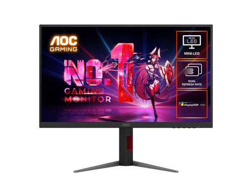 AOC AOC 27" Mini-LED Gaming Monitor – 4K@160Hz / FHD@320Hz, 1ms GtG, 1152-zone Mini-LED, VESA mount, 1.07B colors, Delta E<2,