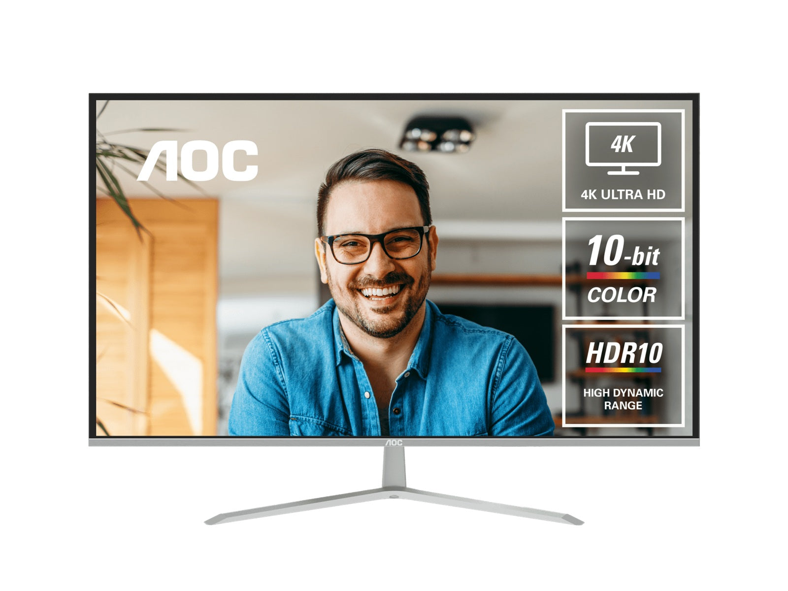 AOC AOC 31.5" 4K Monitor – UHD 3840×2160 @60Hz, VA panel, 4ms GtG, 124% sRGB, DP 1.4, HDMI 2.0, 1.07B colors, Delta E<2, tilt