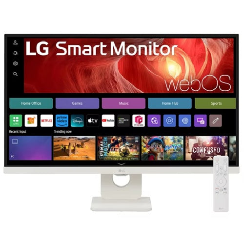 LG 27" 4K UHD IPS Smart Monitor: 3840×2160  (4K UHD), 5 ms response time, 60Hz refresh, ~350‑nit brightness, USB‑C, height/tilt pivot stand