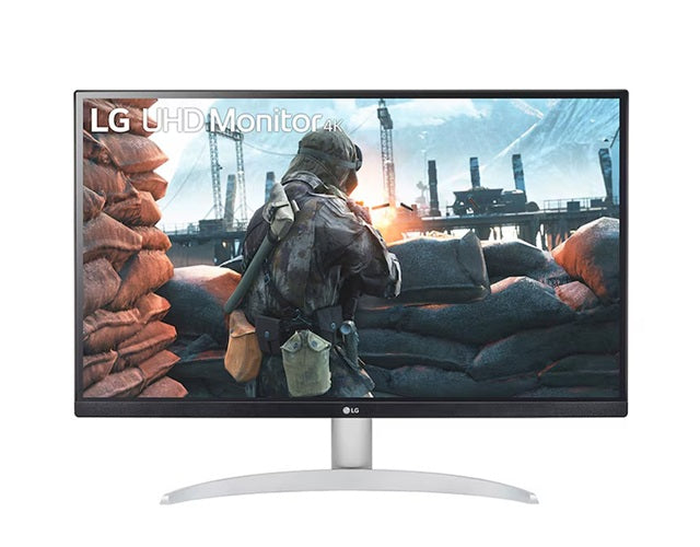LG 27" 4K UHD IPS Smart Monitor with 3840×2160 resolution, DCI-P3 95%, HDR400, AMD FreeSync™, 5ms response, 60Hz, and tilt-adjustable stand