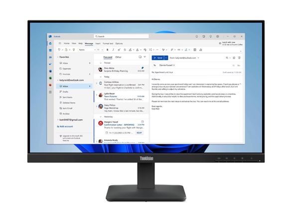 LENOVO ThinkVision S24-4E 23.8" 24" FHD IPS Monitor 1920x1080 16:9 4ms 100Hz Anti-glare Tilt VGA HDMI Tilt VESA 3yr WTY Black ~63DEKAR3AU