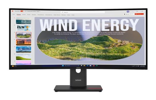 LENOVO ThinkVision T34WD-40 34" 120Hz WQHD Monitor 1500R Curve 4K 3440x1440 21:9 Height Adjustable Tilt Swivel USB-C Dock 100W PD DP HDMI LAN 4xUSB3.2