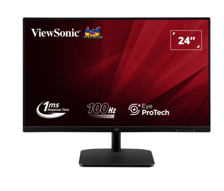 ViewSonic 24” Office Ultra Thin FHD IPS, 100Hz, 1ms MPRT, HDMI, VGA, 2×2W Speakers, 178°/178°, Frameless Design, Low Blue Light, Flicker‑Free. 3YARW