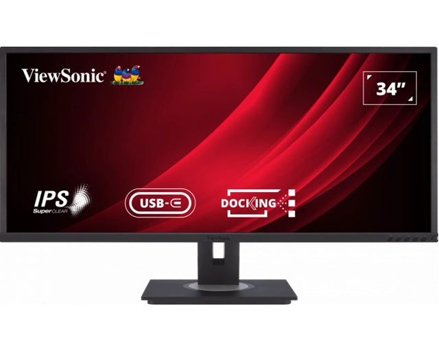 ViewSonic 34" WQHD 3440 x 1440, USB-C Docking, 90w Charger,Ethernet, FreeSync, Speaker, VDisplay, HAS, Superclear, VG3456 Business Monitor,3YARW