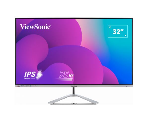 ViewSonic 32” Office Professional Stylish Elegant  Ultra Thin bezel, SuperClear IPS  4ms, FHD,HDMI,DP,VGA,Speakers,Low Energy 26w,V100,Monitor,3YARW