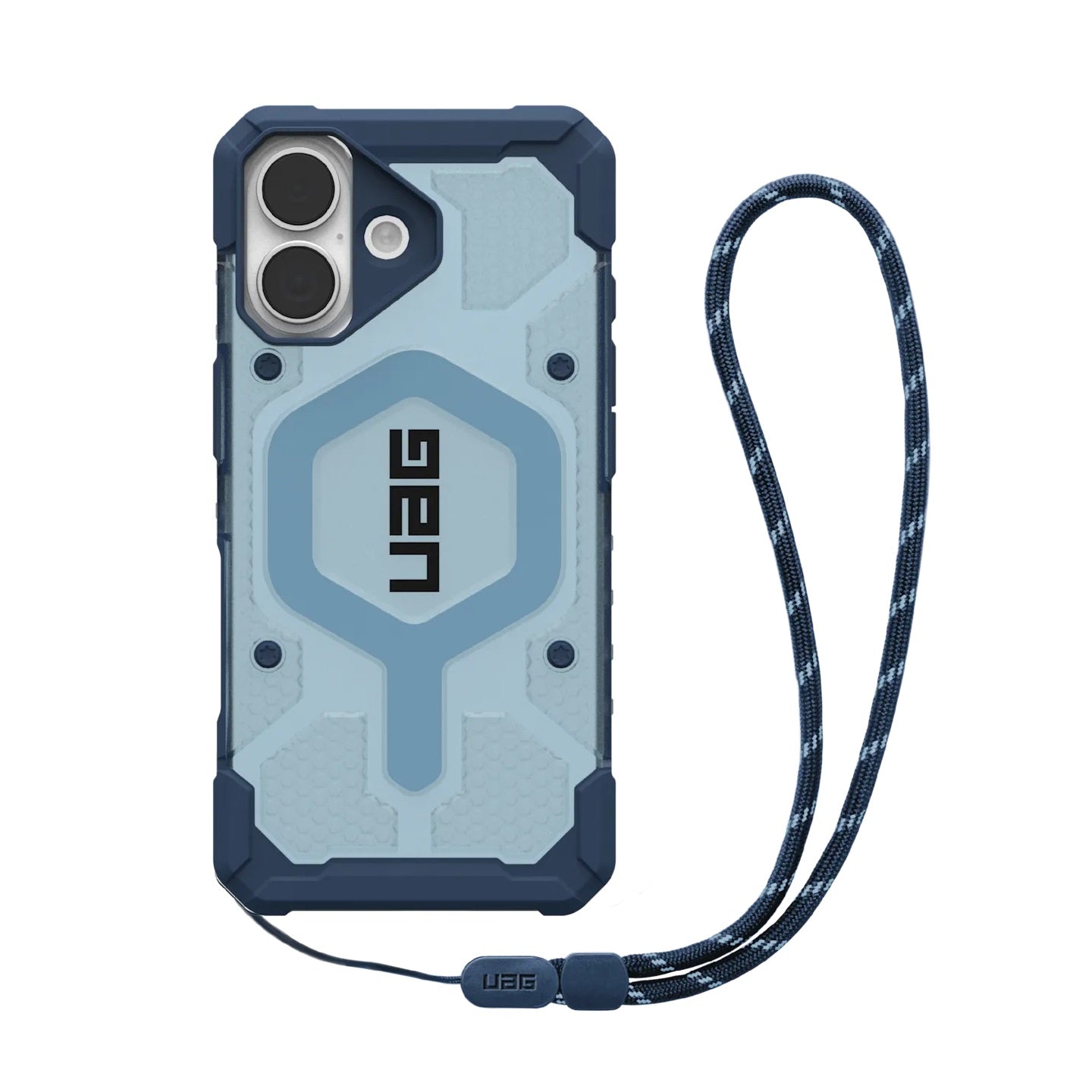 UAG Pathfinder Clear MagSafe Apple iPhone 17 (6.3") Rugged Case + Blues Lanyard - Blues (1145531BV01), 18ft Drop Protection (5.4M), 10 Years Warranty