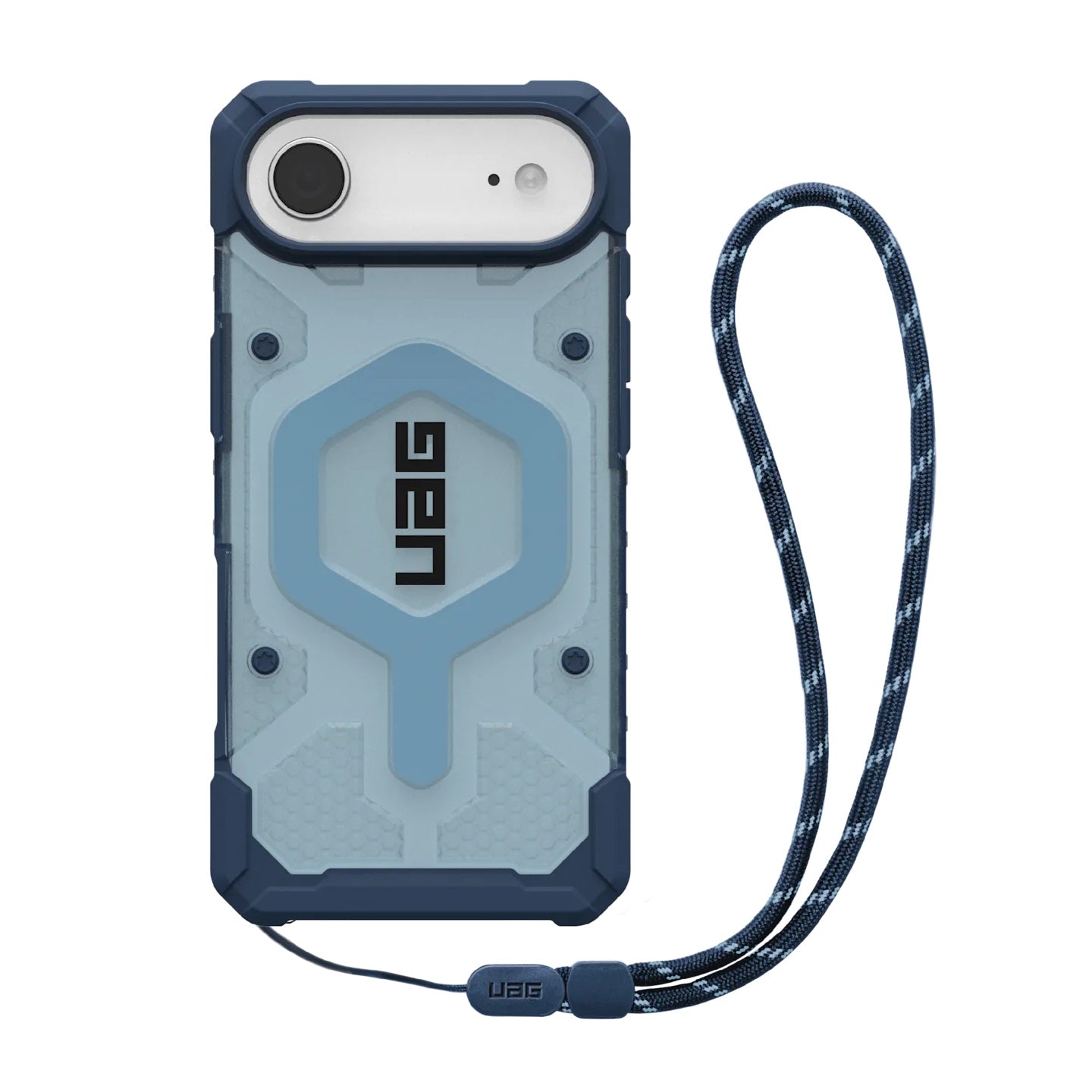 UAG Pathfinder Clear MagSafe Apple iPhone Air (6.5") Rugged Case + Blues Lanyard - Blues (1145631BV01), 18ft Drop Protection (5.4M), 10 Years Warranty