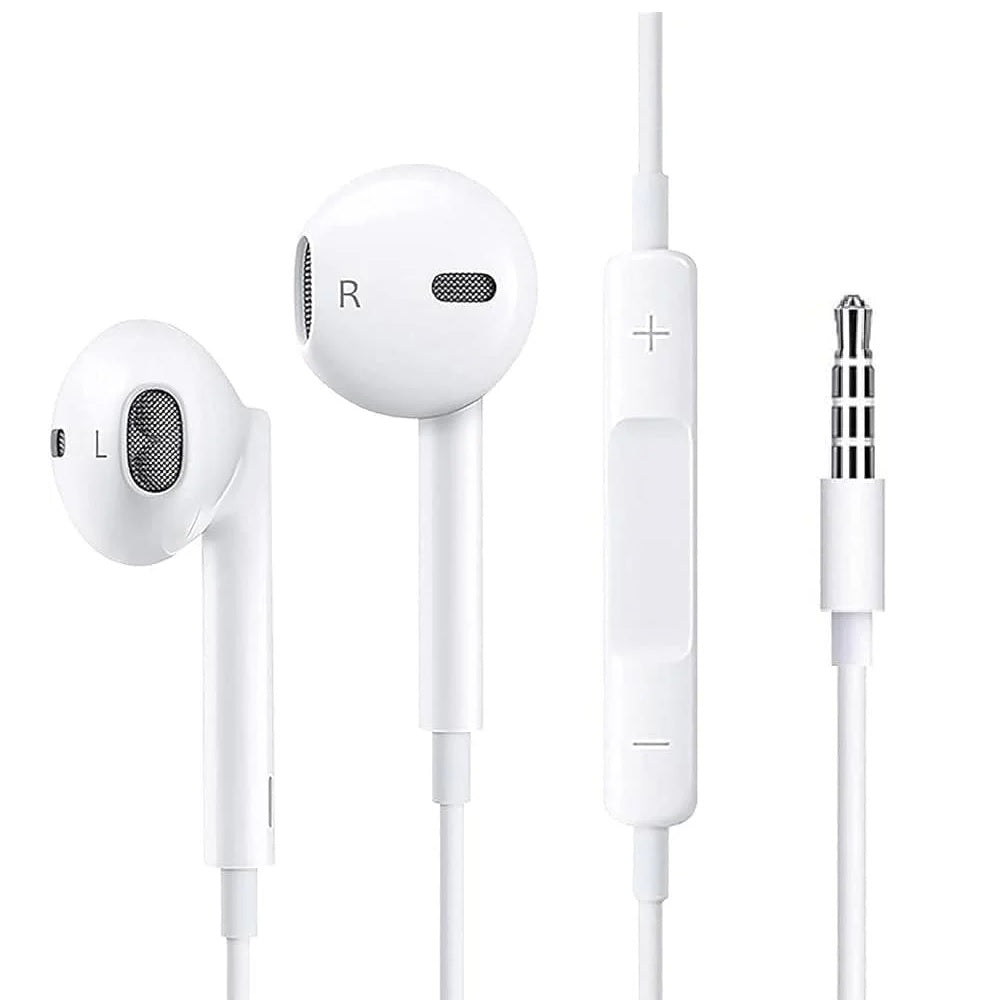 USP Pisen Half-in-Ear 3.5mm Earphones - White,Ergonomic Design,HD Call Microphone,5 Years Warranty