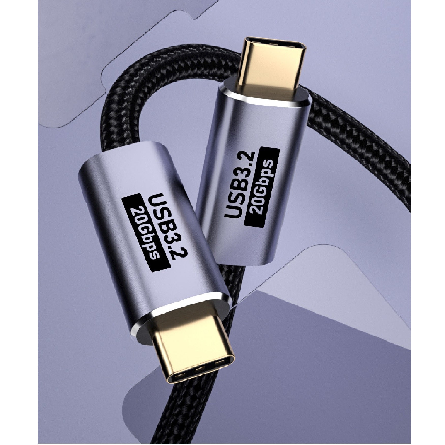 USP BoostUp Cafule Braided USB-C to USB-C (3.2 Gen2) Charge  Video Cable (1M) - Black, 5A/100W PD, 20Gbps, 8K/60Hz, Apple, Samsung, 2 Years Warranty
