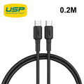 USP BoostUp Braided USB-C to USB-C Cable (20cm) Black-3A/60W, Fast  Safe Charge,Samsung Galaxy,Apple iPhone,iPad,MacBook,Google,OPPO,2 Years Warranty