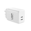 USP 45W Dual Ports USB-C PD GaN Wall Charger White - Charge Two Device Simultaneously, Smart  Reliable, Compact Design, 2 Years Warranty