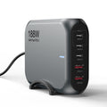 USP 188W Five Ports USB-C PD GaN Wall Charger Black - 3x USB-C, 2x USB-A, Efficient, High Quality, Tablet, Laptop, iPhone, 2 Years Warranty