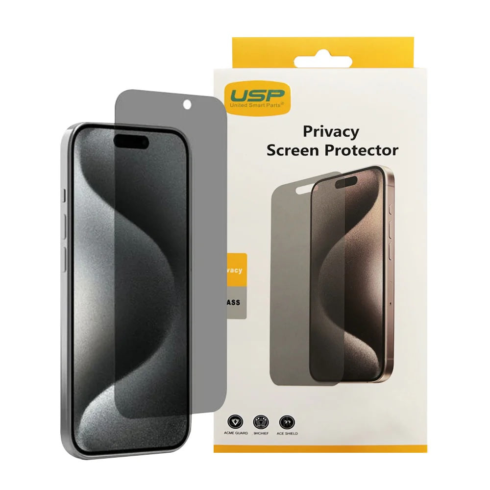 USP Apple iPhone 16 / iPhone 15 Pro / iPhone 15 (6.1') Privacy Screen Protector - Privacy Protection, Scratch Resistant, Bubble-free,5 Years Warranty