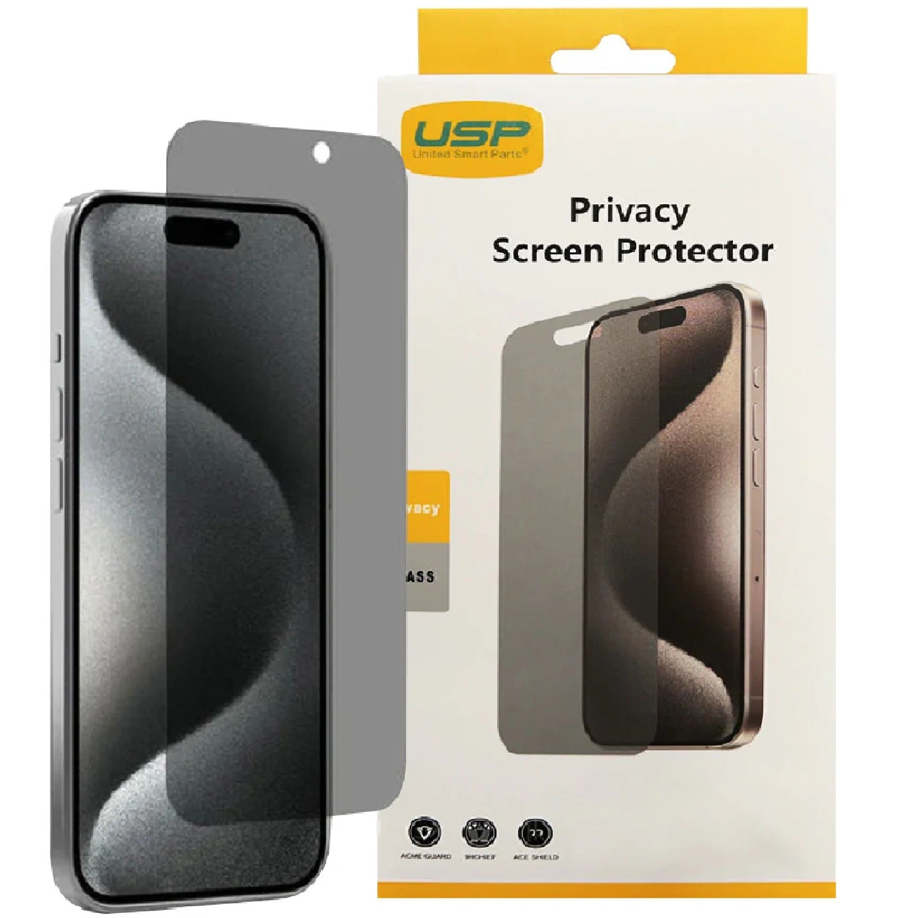 USP Apple iPhone 17 Pro / iPhone 17 / iPhone 16 Pro (6.3") Privacy Tempered Glass Screen Protector - 9H Hardness, Scratch-resistance, 3 Years Warranty