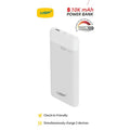 USP 10K mAh Power Bank White - 20W Fast Charge, 1x USB-C, 1x USB-A, Built-in Electricity Indicator Light, Fire-Resistant, 2 Years Warranty