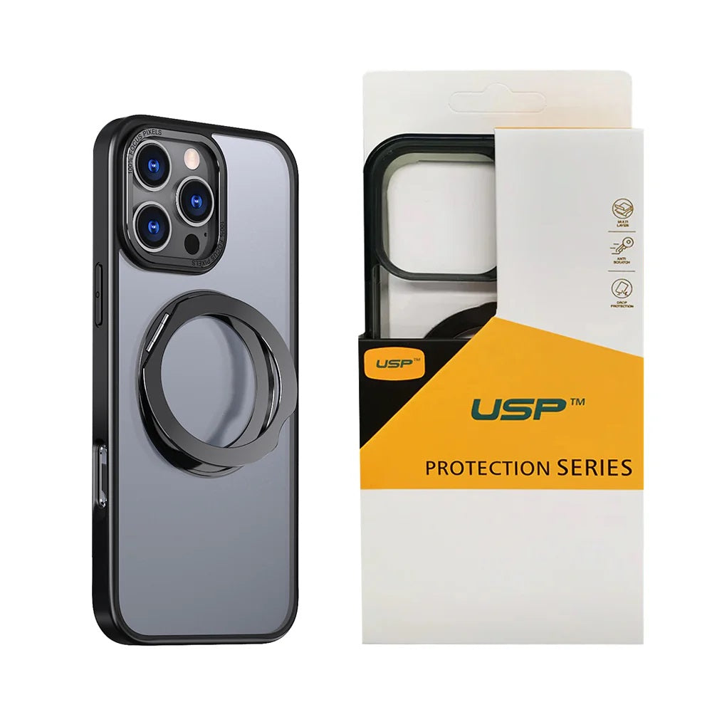 USP Apple iPhone 17 Pro Max (6.9") ShockProof Case with MagSafe Black - 360° Rotatable Ring-Stand,Scratch Resistant,Robust Protection,3 Years Warranty