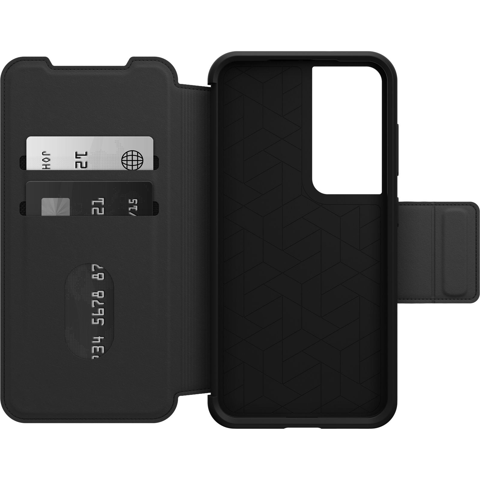 OtterBox Strada Samsung Galaxy S23 5G (6.1") Case Black - (77-91181), DROP+ 3X Military Standard, Leather Folio Cover, Card Holder, 7 Years Warranty