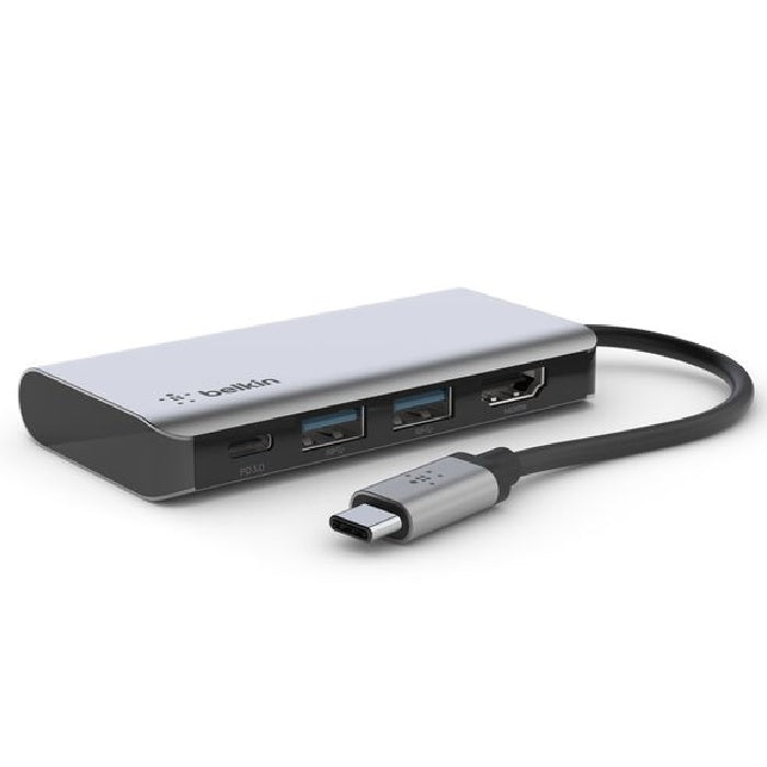 Belkin Belkin Connect USB-C 4-in-1 Multiport Adapter + USB-C Cable (13CM) - Space Grey(AVC006btSGY), 100W, 5 Gbps, 2xUSB-A, 1