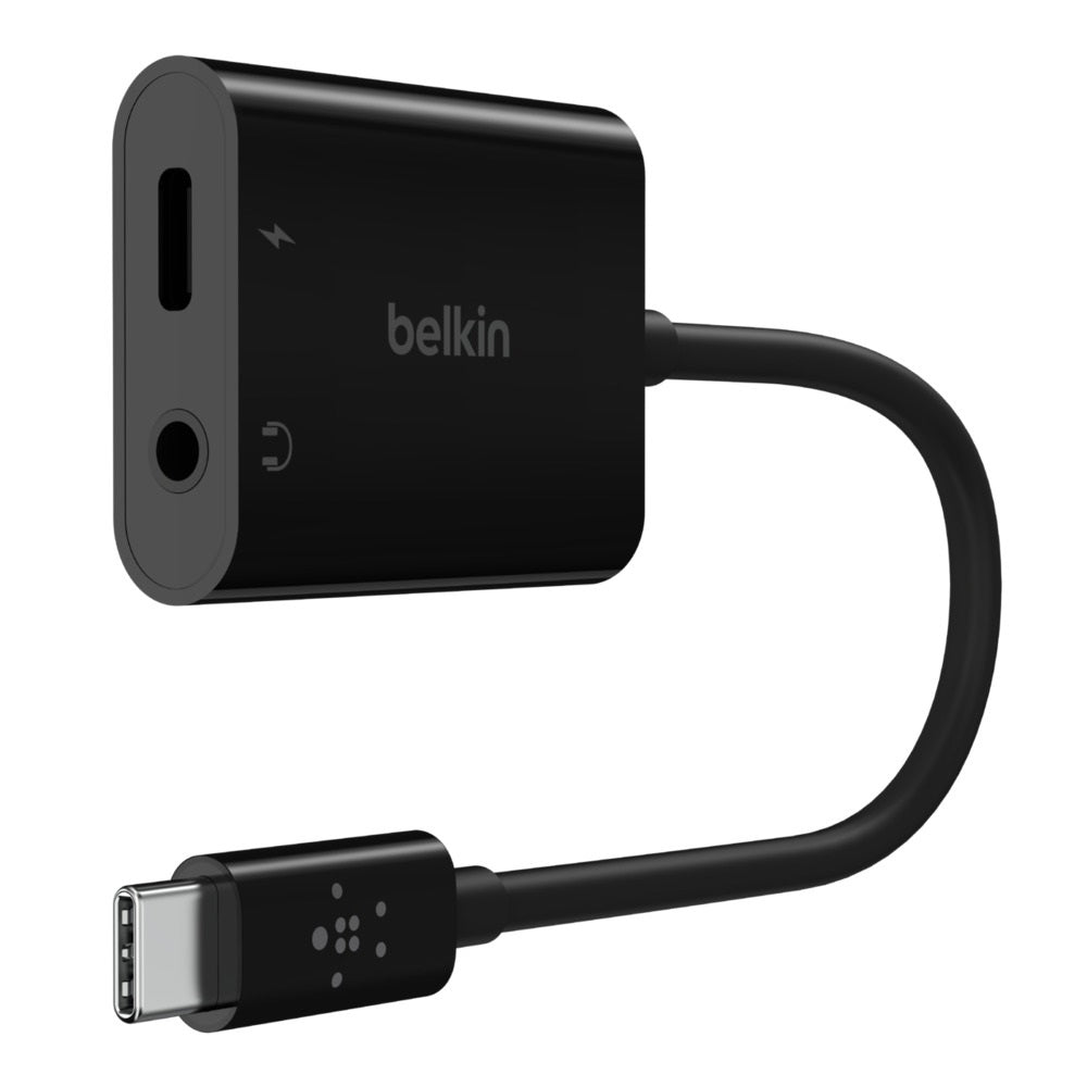 Belkin Belkin RockStar 3.5mm Audio + USB-C PD Charge Adapter - Black (NPA004btBK), 60W, Superior Audio, 2-in1 Solution, Apple
