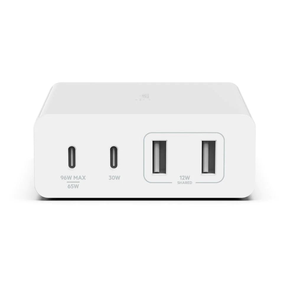 Belkin Belkin BoostCharge Pro 108W USB-C (PD 3.0) 4-Port GaN Wall Charger - White (WCH010auWH), 2xUSB-C, 2xUSB-A, Compact Lap